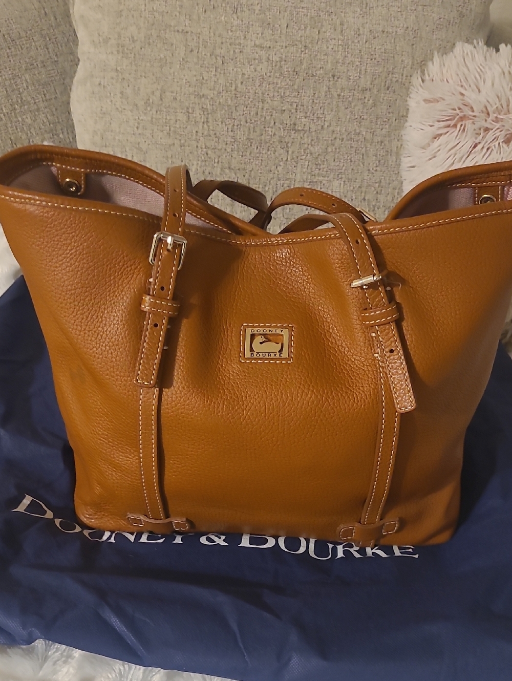 Dooney & Bourke Large Pebble Leather Double Strap Tote